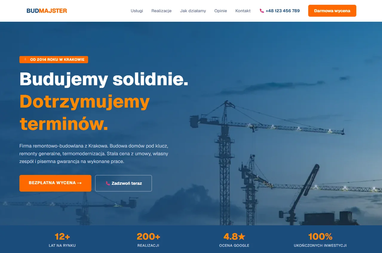 Podgląd strony — Firma budowlana